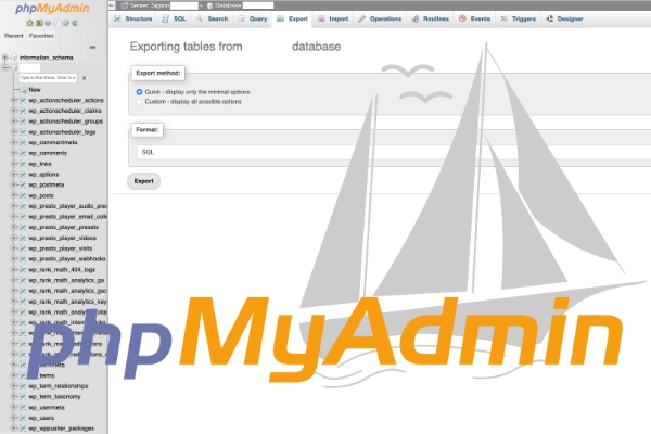 Backup din database med phpMyAdmin